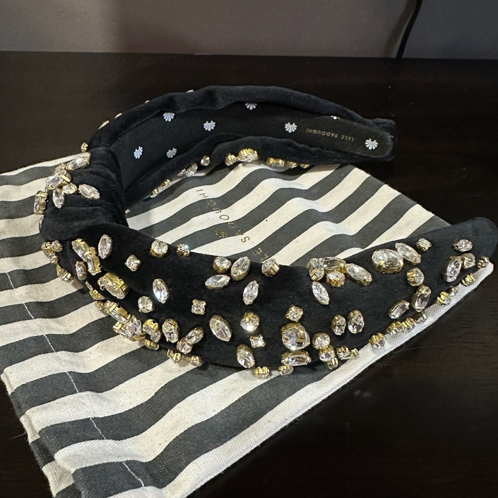Lele Sadoughi NEW limited edition color way  black crystal headband